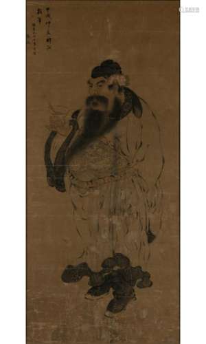 A Chinese School Painting of Guan Yu Sight 60 x 28 