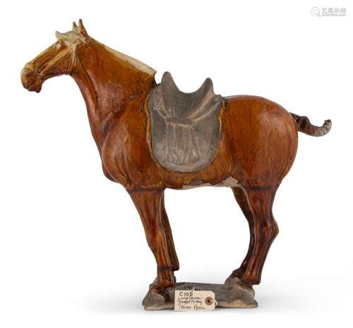 A Chinese Sancai Glazed Pottery Horse Height 20 1/2 