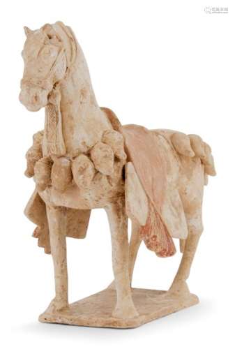 A Chinese Painted Pottery Figure of a Horse Height 12 