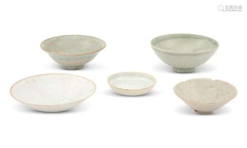 Five Chinese Qingbai Glazed Bowls Diameter of largest 6 1/4 ...