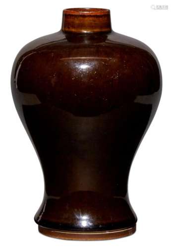 A Chinese Black Glazed Stoneware Meiping Height 8 