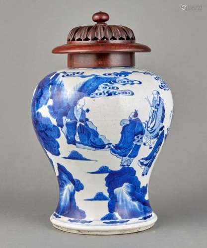 A Chinese Blue and White Porcelain Baluster vase Height 11 1...