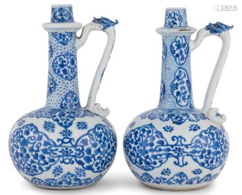 A Pair of Chinese Blue and White Porcelain Bottles Height 10...
