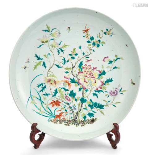 A Large Chinese Enameled Porcelain Charger Diameter 18 1/2 