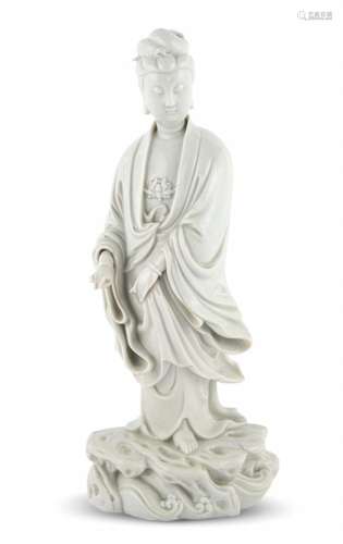 A Chinese Dehua Porcelain Figure of Guanyin Height 13 