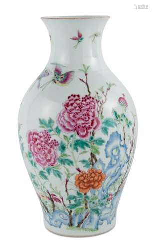 A Chinese Enameled Porcelain Vase Height 14 