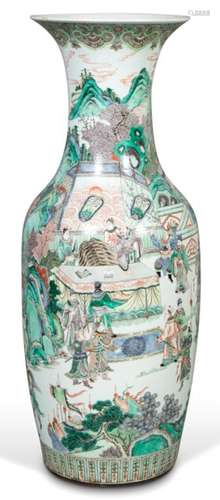 A Large Chinese Famille Verte Porcelain Floor Vase Height 36...