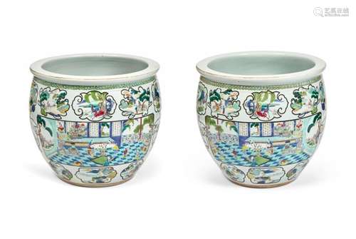 A Fine Pair of Chinese Enameled Porcelain Planters Diameter ...