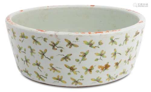 A Chinese Enameled Porcelain Basin Diameter 15 3/4 