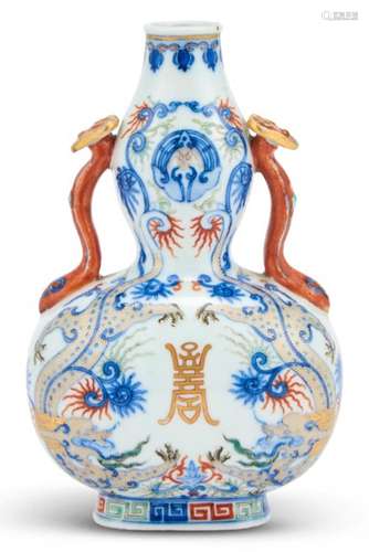 A Chinese Enameled Porcelain Double Gourd Vase Height 7 1/4 ...