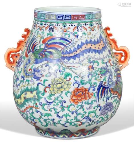 A Large Chinese Doucai Porcelain Hu Vase Height 19 