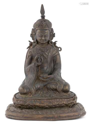 A Tibetan Copper Alloy Figure of Padmasambhava Height 7 1/2 ...