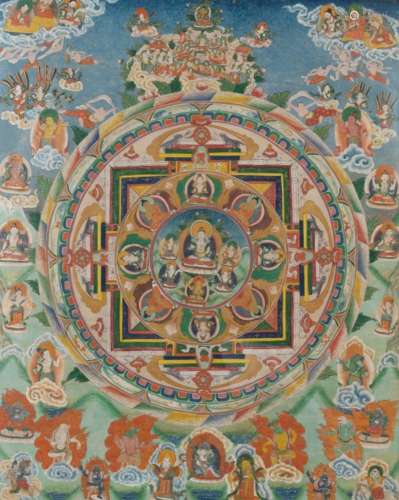 A Tibetan Thangka Sight 30 1/2 X 24 1/2 