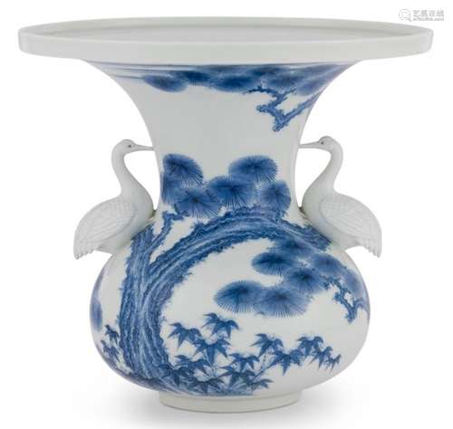 A Japanese Hirado Porcelain Vase Height 8 