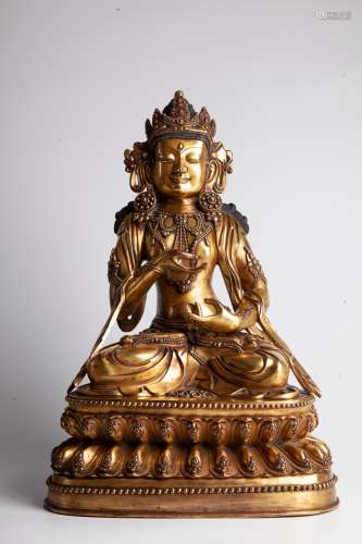 明 永樂 銅鎏金無畏印佛像