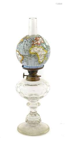 An Austrian Glass Oil Lamp, early 20th century, the opaque w...
