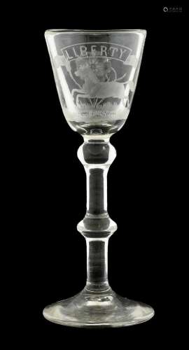 A Liberty Wine Glass, in 18th century style, the rounded fun...