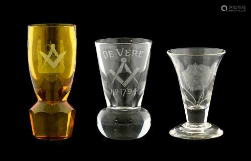 A Jacobite Drinking Glass, in 18th century style, the trumpe...