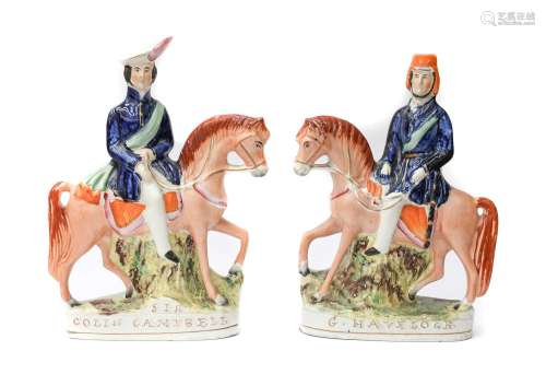 A Pair of Staffordshire Pottery Figures of Sir Colin Campbel...