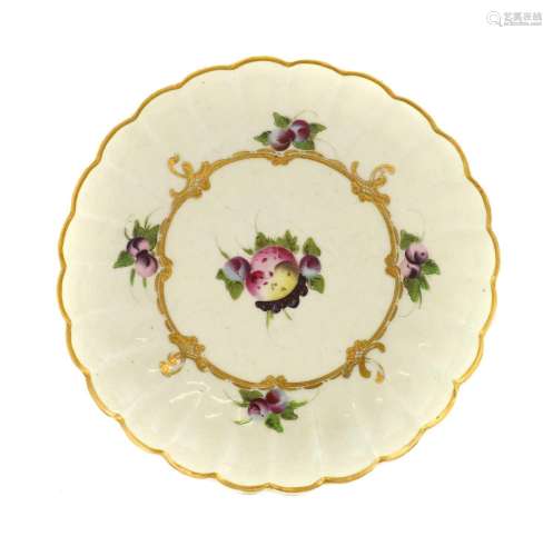 A Worcester Porcelain Fruit Saucer, circa 1770, painted by t...