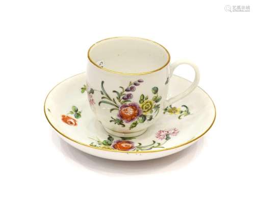 A Champions Bristol Porcelain Teacup and Saucer, circa 1778,...