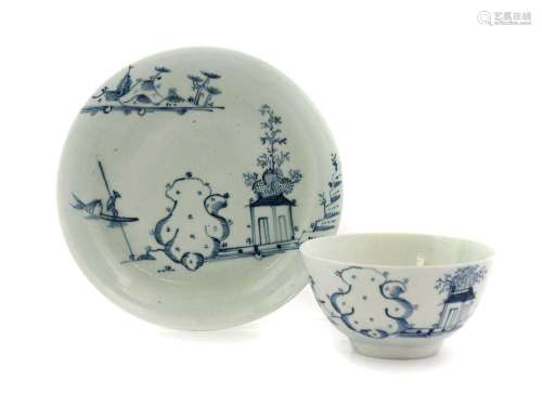 A Richard Chaffers, Liverpool Porcelain Tea Bowl and Saucer,...