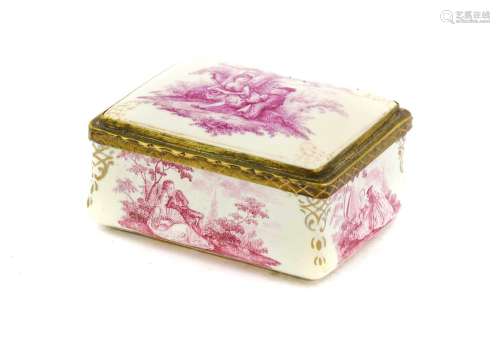 A Gilt Metal Mounted Enamel Snuff Box and Cover, possibly Ge...