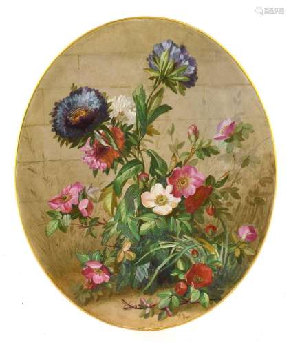 An English Porcelain Plaque, by R Bier, circa 1880, of oval ...