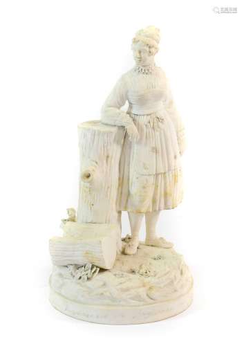 A Rockingham Biscuit Figure from the Continental Peasants Se...