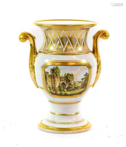 A Spode Porcelain Vase, circa 1810, of baluster form with le...