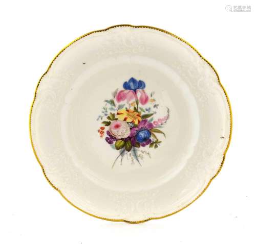 A Nantgarw Porcelain Plate, circa 1820, painted with a spray...