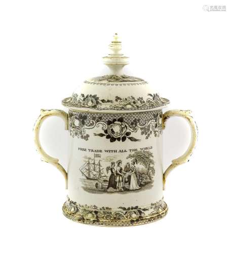 A Staffordshire Pearlware Free Trade Tobacco Jar, Cover and ...