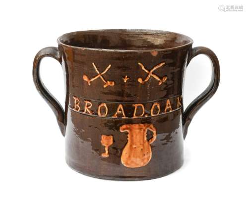 A Documentary Slipware Twin-Handled Frog Loving Cup, dated 1...