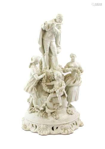 A Meissen-Style White Porcelain Figure Group, 19th century, ...