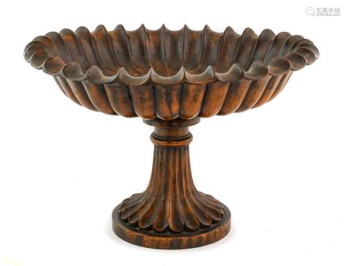 A Hardwood Pedestal Bowl, in 18th century style, of fluted c...