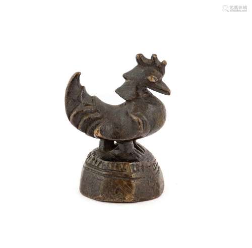 A Burmese Bronze Opium Weight Converted to a Hand Seal, 19th...
