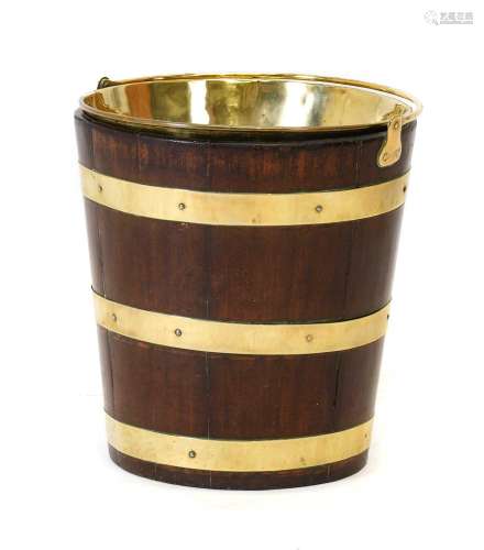 A Late George III Mahogany and Brass-Bound Bucket, of staved...
