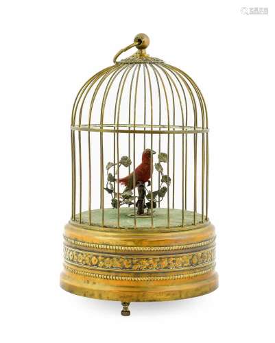 A Clockwork Automaton Singing Bird in Cage, late 19th/early ...