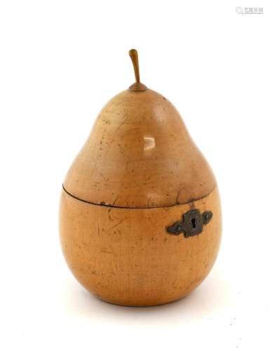 A Turned Fruitwood Pear Tea Caddy, early 19th century, with ...