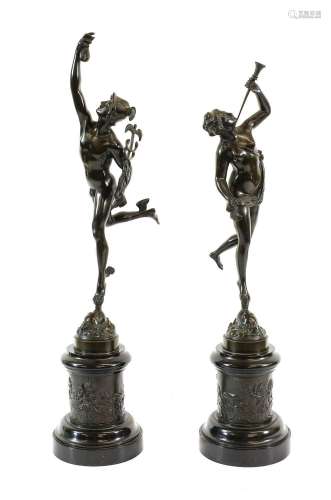 After Gianbologna (1529-1608): A Pair of Bronze Figures of M...