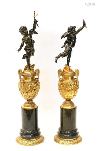 After Utrope Bouret and Louis Gregoire: A Pair of Gilt and P...