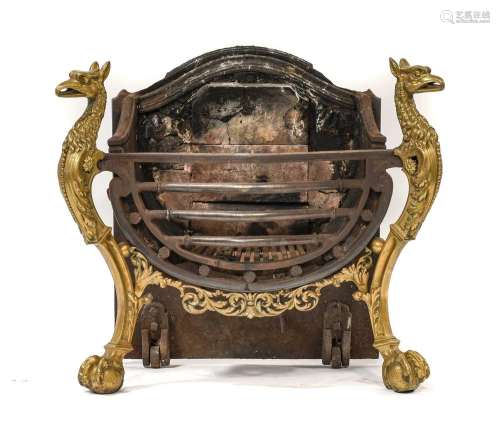A Brass, Steel and Cast Iron Fire Basket, in 18th century st...
