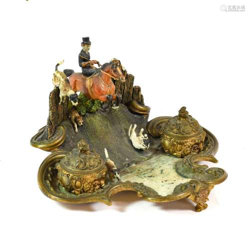 An Austrian Cold-Painted Bronze Inkstand, late 19th century,...