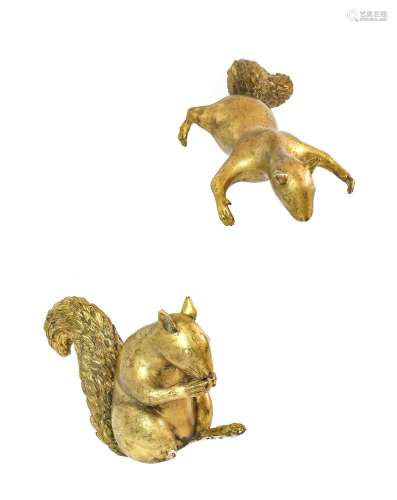 A Pair of Carved and Giltwood Squirrels, in Renaissance styl...