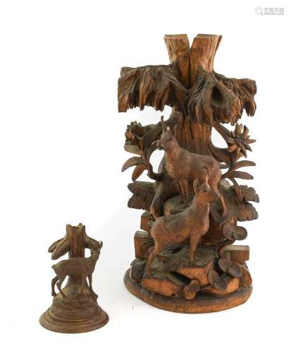 A Black Forest Type Carved Wood Centrepiece, late 19th/early...