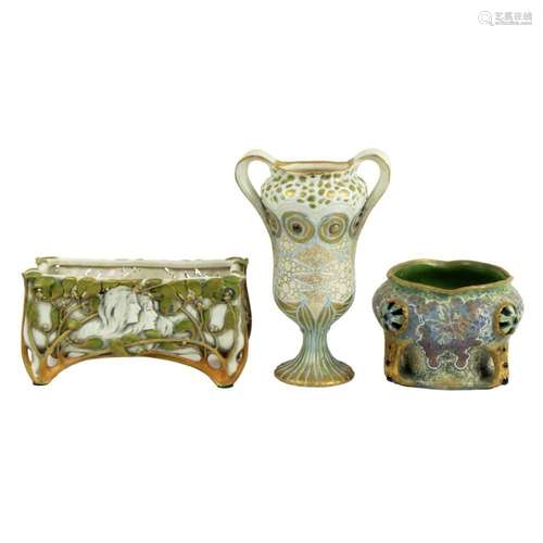 (Lot of 3) Riessner, Stellmacher and Kessel (Amphora) cerami...