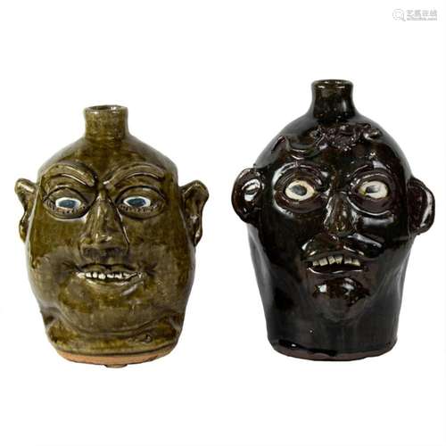 Brown Pottery, Reggie Meaders and Marie Roger, Face Jugs, lo...