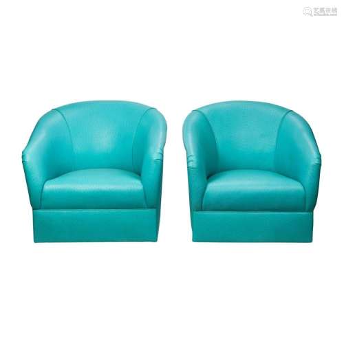 Milo Baughman style, Swivel Lounge Chairs, pair