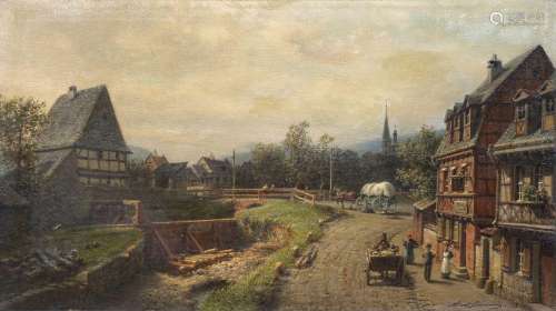 Albert Schwendy, Ansicht von Goslar, im Hintergrund die Türm...