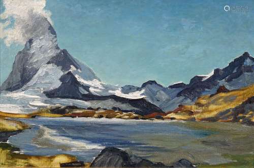 Hanns Herzing "Matterhorn mit blauer Stunde". 1930...